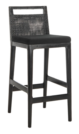 Safavieh Darin Bar Stool – Elegant Rattan & Mahogany Design For Modern Kitchens And Outdoor Patios Dark Brown / Black SEA4015A
