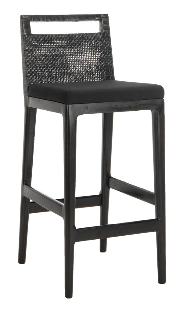 Safavieh Darin Bar Stool – Elegant Rattan & Mahogany Design For Modern Kitchens And Outdoor Patios Dark Brown / Black SEA4015A