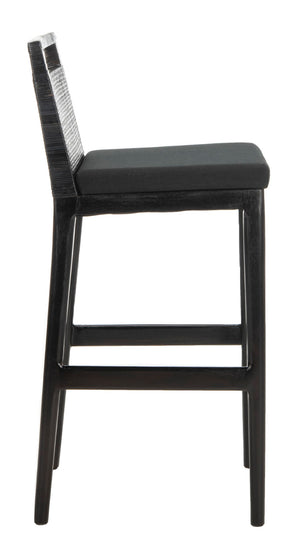 Safavieh Darin Bar Stool – Elegant Rattan & Mahogany Design For Modern Kitchens And Outdoor Patios Dark Brown / Black SEA4015A