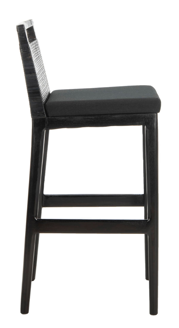 Safavieh Darin Bar Stool – Elegant Rattan & Mahogany Design For Modern Kitchens And Outdoor Patios Dark Brown / Black SEA4015A
