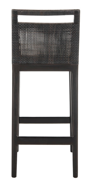 Safavieh Darin Bar Stool – Elegant Rattan & Mahogany Design For Modern Kitchens And Outdoor Patios Dark Brown / White SEA4015B