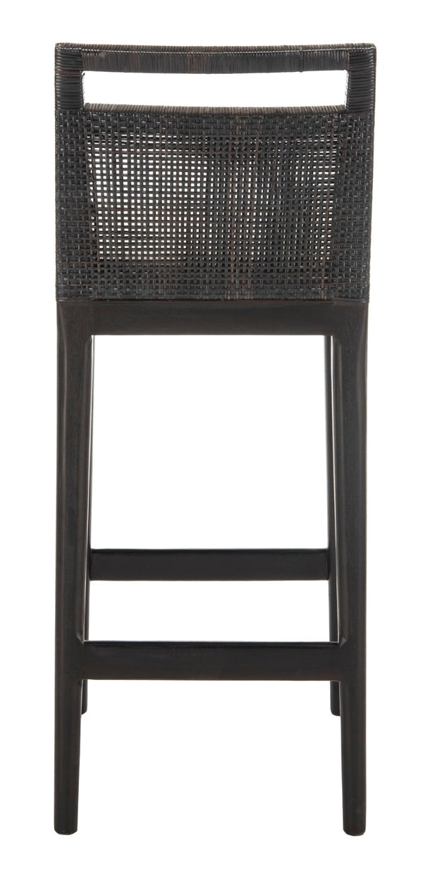 Safavieh Darin Bar Stool – Elegant Rattan & Mahogany Design For Modern Kitchens And Outdoor Patios Dark Brown / White SEA4015B