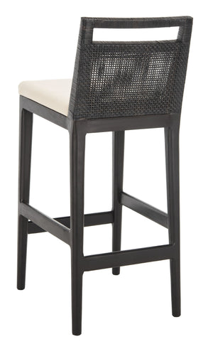 Safavieh Darin Bar Stool – Elegant Rattan & Mahogany Design For Modern Kitchens And Outdoor Patios Dark Brown / White SEA4015B