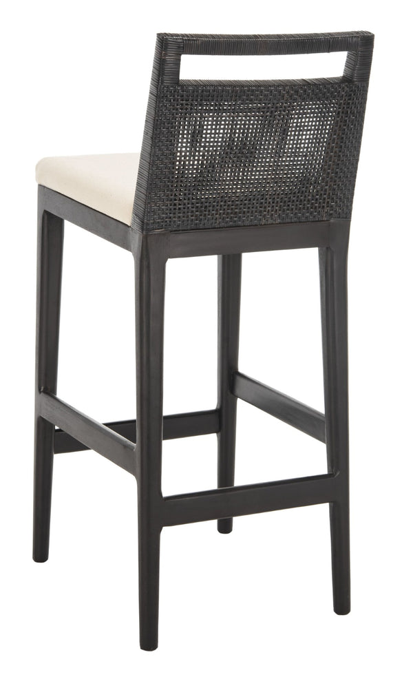 Safavieh Darin Bar Stool – Elegant Rattan & Mahogany Design For Modern Kitchens And Outdoor Patios Dark Brown / White SEA4015B