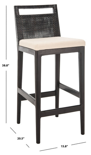 Safavieh Darin Bar Stool – Elegant Rattan & Mahogany Design For Modern Kitchens And Outdoor Patios Dark Brown / White SEA4015B