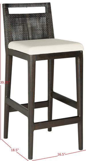 Safavieh Darin Bar Stool – Elegant Rattan & Mahogany Design For Modern Kitchens And Outdoor Patios Dark Brown / White SEA4015B