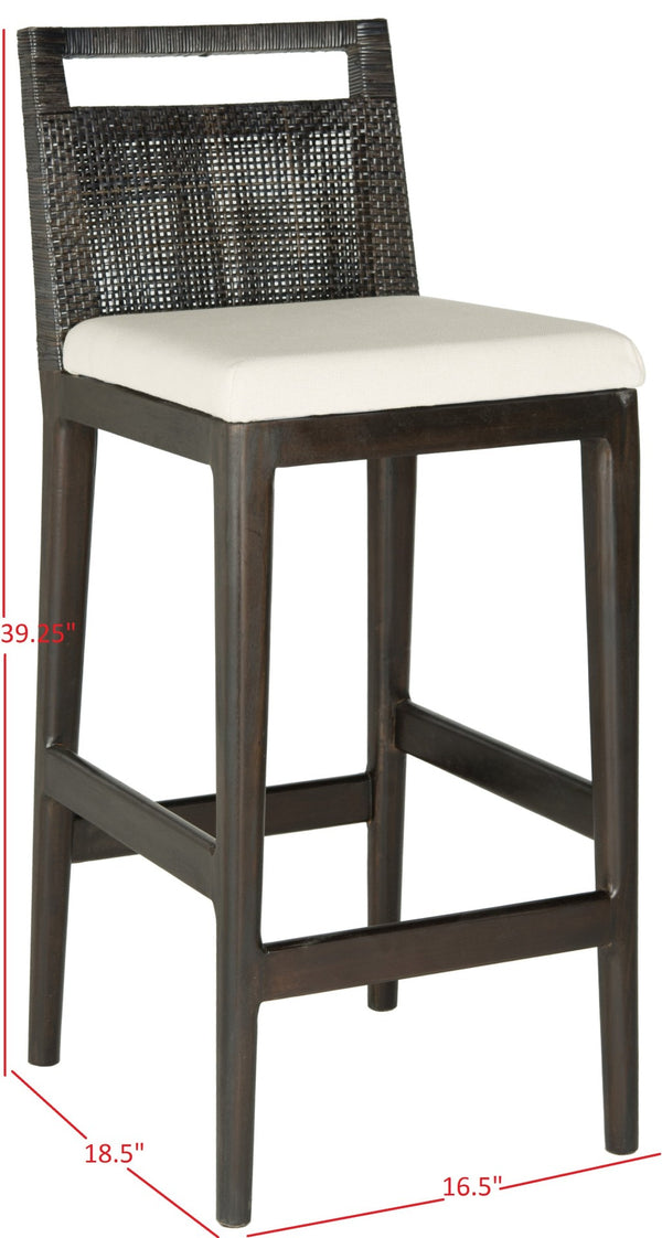 Safavieh Darin Bar Stool – Elegant Rattan & Mahogany Design For Modern Kitchens And Outdoor Patios Dark Brown / White SEA4015B
