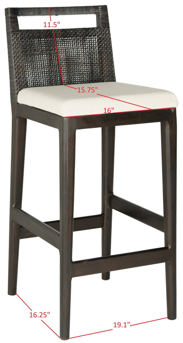 Safavieh Darin Bar Stool – Elegant Rattan & Mahogany Design For Modern Kitchens And Outdoor Patios Dark Brown / White SEA4015B