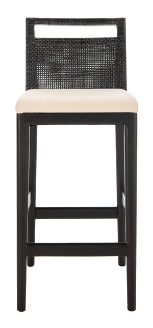 Safavieh Darin Bar Stool – Elegant Rattan & Mahogany Design For Modern Kitchens And Outdoor Patios Dark Brown / White SEA4015B