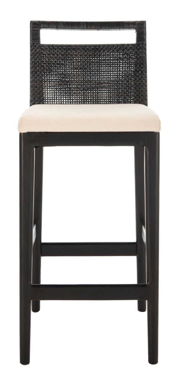 Safavieh Darin Bar Stool – Elegant Rattan & Mahogany Design For Modern Kitchens And Outdoor Patios Dark Brown / White SEA4015B