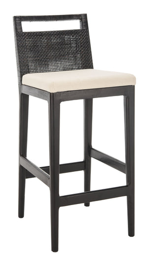 Safavieh Darin Bar Stool – Elegant Rattan & Mahogany Design For Modern Kitchens And Outdoor Patios Dark Brown / White SEA4015B