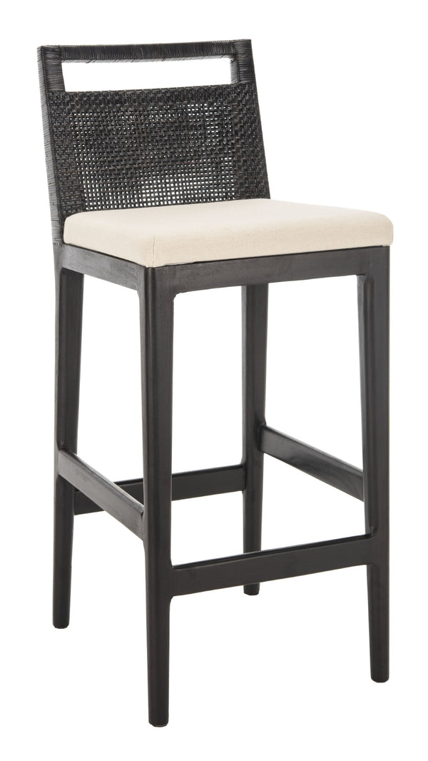 Safavieh Darin Bar Stool – Elegant Rattan & Mahogany Design For Modern Kitchens And Outdoor Patios Dark Brown / White SEA4015B
