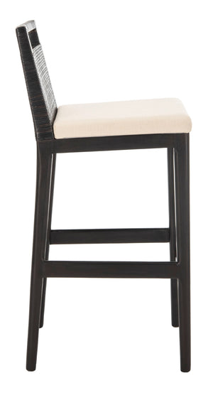 Safavieh Darin Bar Stool – Elegant Rattan & Mahogany Design For Modern Kitchens And Outdoor Patios Dark Brown / White SEA4015B
