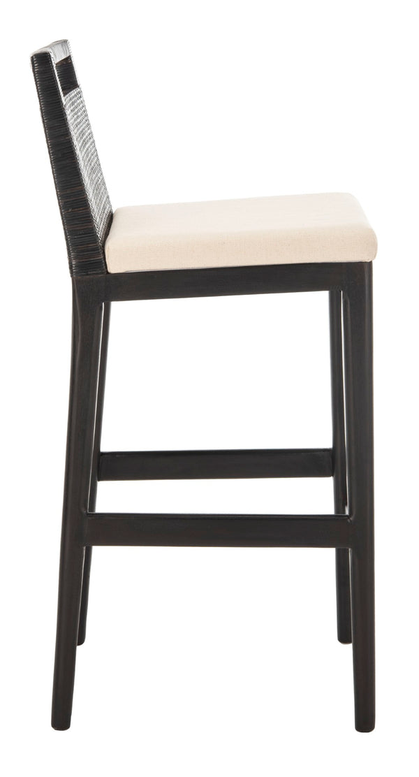 Safavieh Darin Bar Stool – Elegant Rattan & Mahogany Design For Modern Kitchens And Outdoor Patios Dark Brown / White SEA4015B