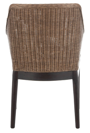 Safavieh Enrico Arm Chair – Coastal Luxury With Woven Rattan, Mahogany Legs & Plush Cushion For Any Space SEA4016A