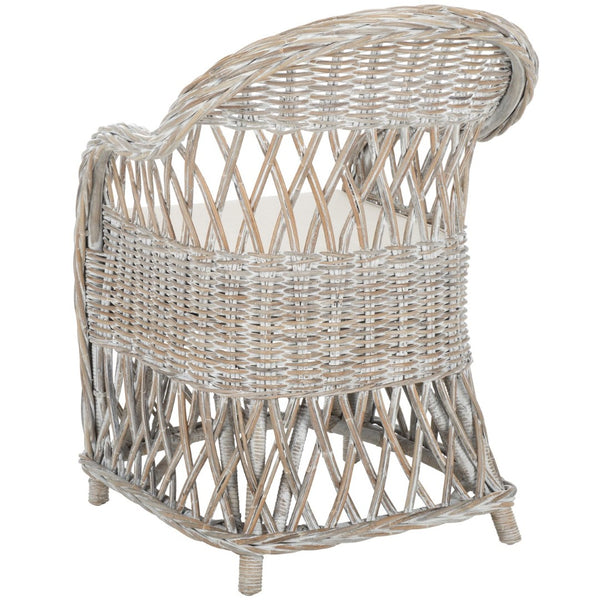 Safavieh Inez Wicker Club Chair – Handwoven Kubu Rattan Seating For Sunrooms, Living Rooms, And More White Washed SEA7000B