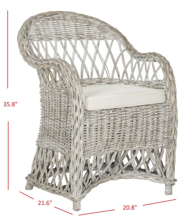 Safavieh Inez Wicker Club Chair – Handwoven Kubu Rattan Seating For Sunrooms, Living Rooms, And More White Washed SEA7000B
