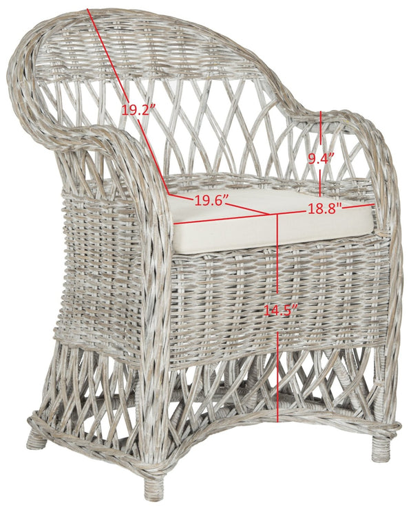 Safavieh Inez Wicker Club Chair – Handwoven Kubu Rattan Seating For Sunrooms, Living Rooms, And More White Washed SEA7000B