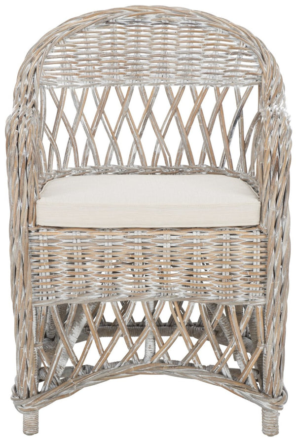 Safavieh Inez Wicker Club Chair – Handwoven Kubu Rattan Seating For Sunrooms, Living Rooms, And More White Washed SEA7000B