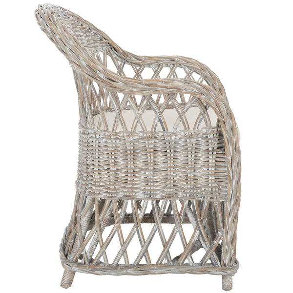 Safavieh Inez Wicker Club Chair – Handwoven Kubu Rattan Seating For Sunrooms, Living Rooms, And More White Washed SEA7000B