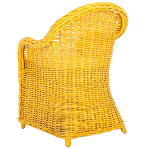 Safavieh Callista Eco-Friendly Kubu Rattan Club Chair - Stylish Wicker Design For Modern Living Spaces Yellow SEA7001A