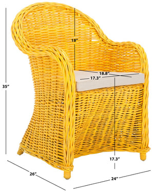 Safavieh Callista Eco-Friendly Kubu Rattan Club Chair - Stylish Wicker Design For Modern Living Spaces Yellow SEA7001A
