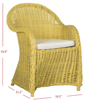 Safavieh Callista Eco-Friendly Kubu Rattan Club Chair - Stylish Wicker Design For Modern Living Spaces Yellow SEA7001A