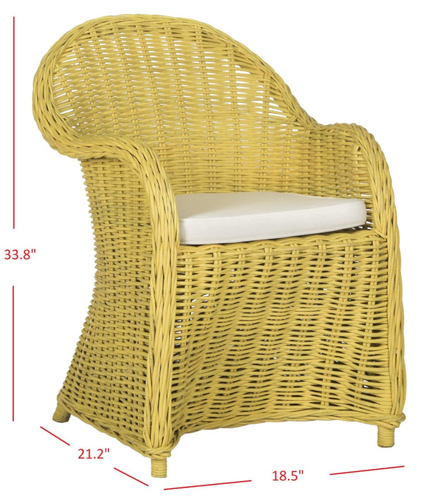 Safavieh Callista Eco-Friendly Kubu Rattan Club Chair - Stylish Wicker Design For Modern Living Spaces Yellow SEA7001A
