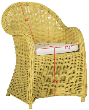 Safavieh Callista Eco-Friendly Kubu Rattan Club Chair - Stylish Wicker Design For Modern Living Spaces Yellow SEA7001A