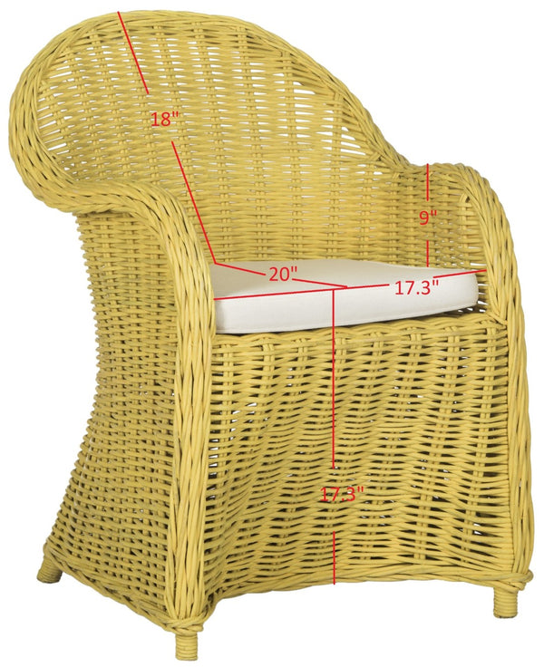 Safavieh Callista Eco-Friendly Kubu Rattan Club Chair - Stylish Wicker Design For Modern Living Spaces Yellow SEA7001A