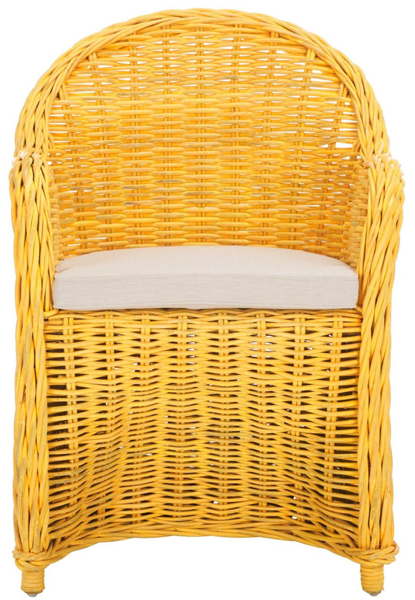 Safavieh Callista Eco-Friendly Kubu Rattan Club Chair - Stylish Wicker Design For Modern Living Spaces Yellow SEA7001A