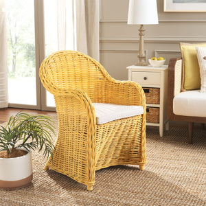 Safavieh Callista Eco-Friendly Kubu Rattan Club Chair - Stylish Wicker Design For Modern Living Spaces Yellow SEA7001A