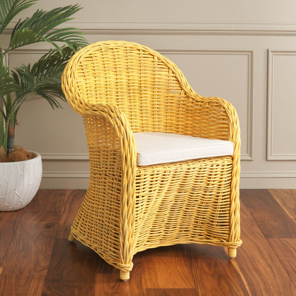 Safavieh Callista Eco-Friendly Kubu Rattan Club Chair - Stylish Wicker Design For Modern Living Spaces Yellow SEA7001A