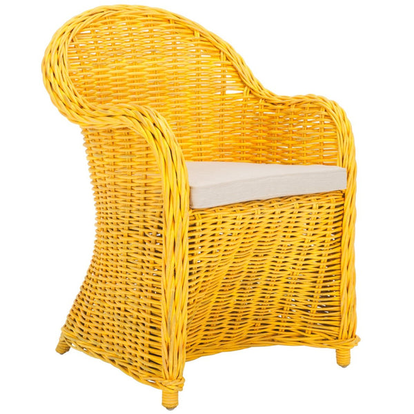 Safavieh Callista Eco-Friendly Kubu Rattan Club Chair - Stylish Wicker Design For Modern Living Spaces Yellow SEA7001A