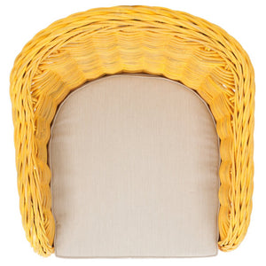 Safavieh Callista Eco-Friendly Kubu Rattan Club Chair - Stylish Wicker Design For Modern Living Spaces Yellow SEA7001A
