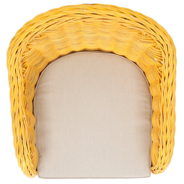 Safavieh Callista Eco-Friendly Kubu Rattan Club Chair - Stylish Wicker Design For Modern Living Spaces Yellow SEA7001A
