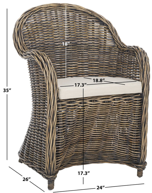 Safavieh Callista Eco-Friendly Kubu Rattan Club Chair - Stylish Wicker Design For Modern Living Spaces Black Wash SEA7001B