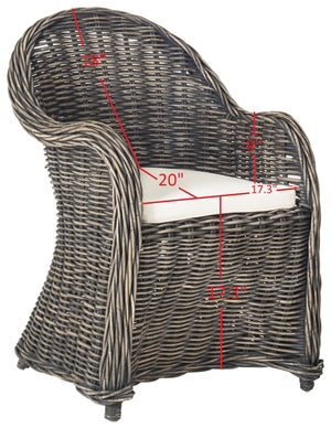 Safavieh Callista Eco-Friendly Kubu Rattan Club Chair - Stylish Wicker Design For Modern Living Spaces Black Wash SEA7001B