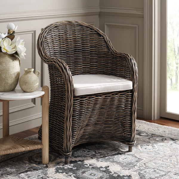 Safavieh Callista Eco-Friendly Kubu Rattan Club Chair - Stylish Wicker Design For Modern Living Spaces Black Wash SEA7001B