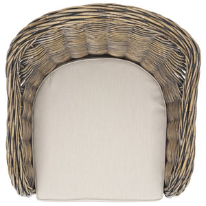 Safavieh Callista Eco-Friendly Kubu Rattan Club Chair - Stylish Wicker Design For Modern Living Spaces Black Wash SEA7001B