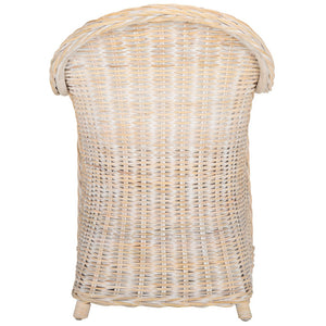 Safavieh Callista Eco-Friendly Kubu Rattan Club Chair - Stylish Wicker Design For Modern Living Spaces White Washed SEA7001C