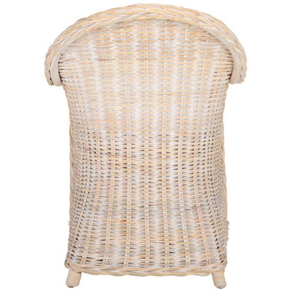 Safavieh Callista Eco-Friendly Kubu Rattan Club Chair - Stylish Wicker Design For Modern Living Spaces White Washed SEA7001C