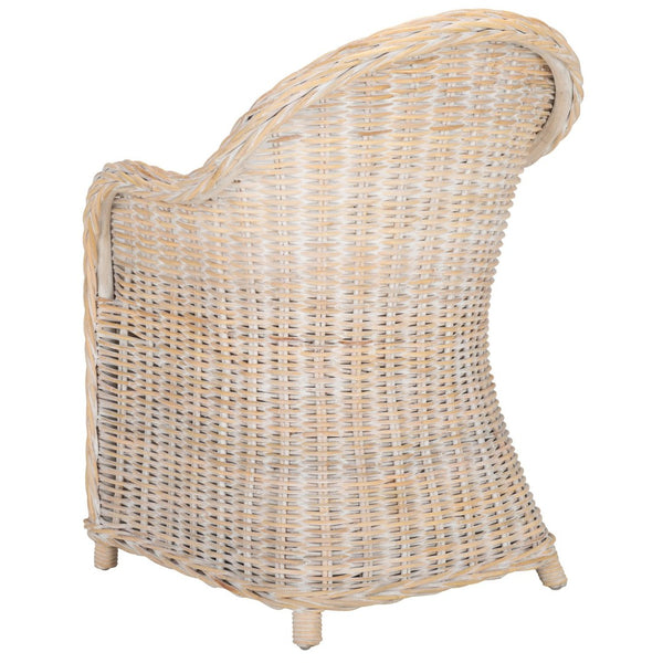 Safavieh Callista Eco-Friendly Kubu Rattan Club Chair - Stylish Wicker Design For Modern Living Spaces White Washed SEA7001C