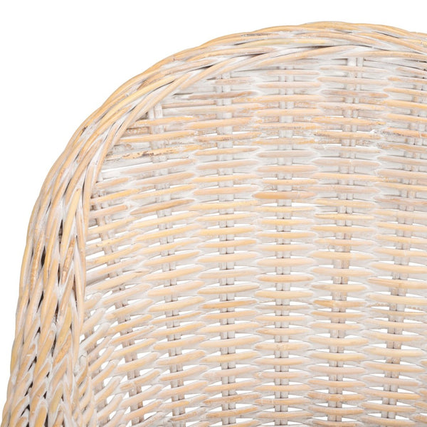 Safavieh Callista Eco-Friendly Kubu Rattan Club Chair - Stylish Wicker Design For Modern Living Spaces White Washed SEA7001C