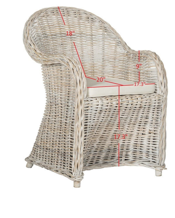 Safavieh Callista Eco-Friendly Kubu Rattan Club Chair - Stylish Wicker Design For Modern Living Spaces White Washed SEA7001C