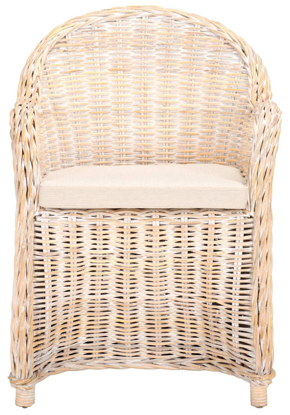 Safavieh Callista Eco-Friendly Kubu Rattan Club Chair - Stylish Wicker Design For Modern Living Spaces White Washed SEA7001C