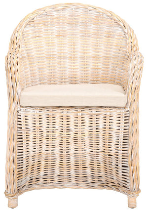 Safavieh Callista Eco-Friendly Kubu Rattan Club Chair - Stylish Wicker Design For Modern Living Spaces White Washed SEA7001C