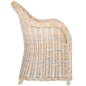 Safavieh Callista Eco-Friendly Kubu Rattan Club Chair - Stylish Wicker Design For Modern Living Spaces White Washed SEA7001C