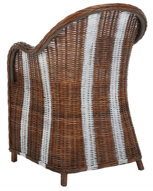 Safavieh Hemi Striped Wicker Club Chair – Coastal Elegance, Natural Rattan, Ideal For Living Rooms & Sunrooms SEA7002A