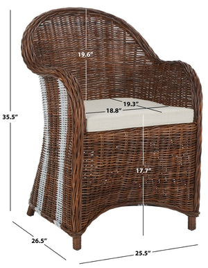 Safavieh Hemi Striped Wicker Club Chair – Coastal Elegance, Natural Rattan, Ideal For Living Rooms & Sunrooms SEA7002A